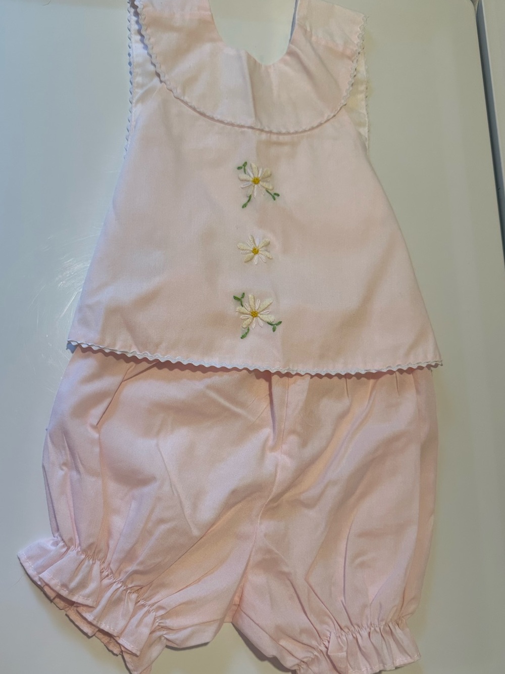 The Proper Peony Baby Girl Pink Daisy Bloomer Set 6M Heirloom